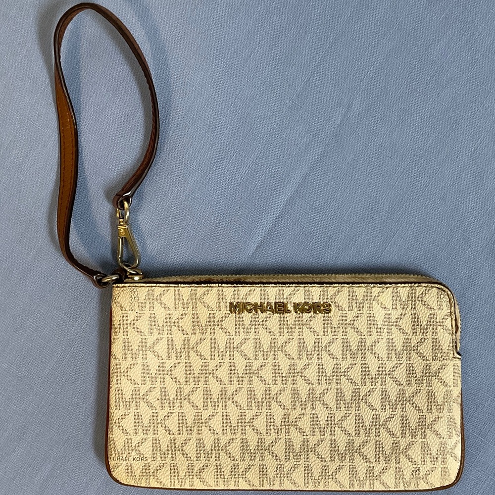 Michael Kors Cream Monogram Wristlet